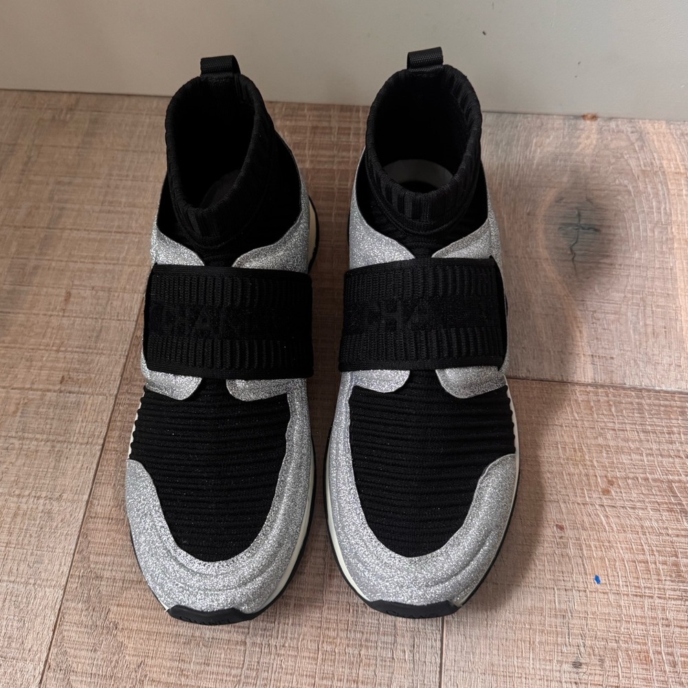 2017 Chanel CC Logo sock silver black knit sneakers slip on shoes bag jacket 39